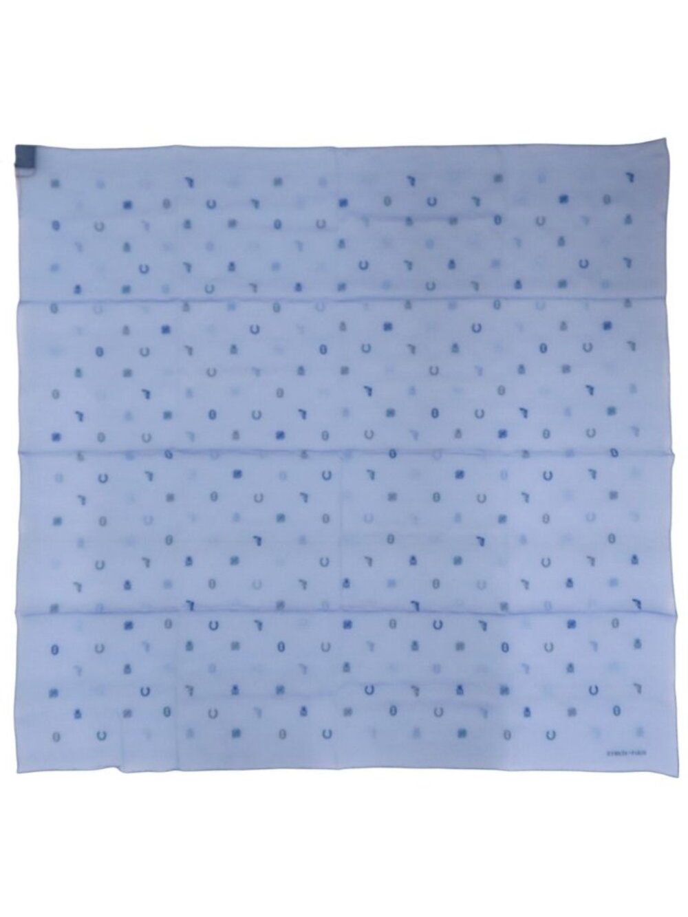Hermes Carre 100 Multi Charm Silk Muslin Blue Scarf